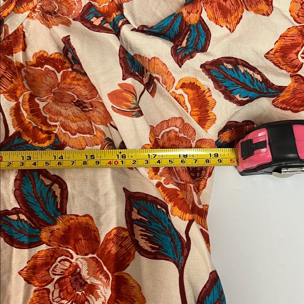NWT Floral Entro Top Blouse Shirt Large Orange Blue - Picture 12 of 14